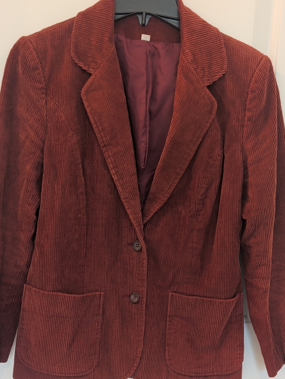 Mulberry Street Women's Corduroy Blazer Wine Hue Academia Preppy Vintage Boho